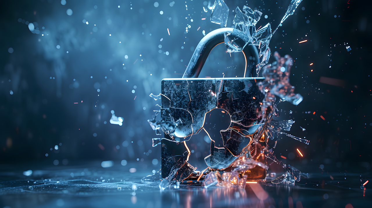 stock image of a lock being damaged using ice