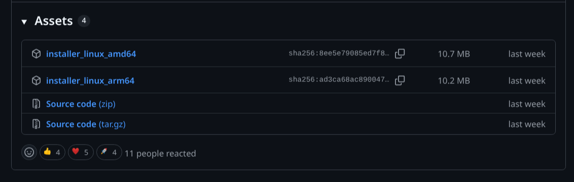 the binaries are hashed